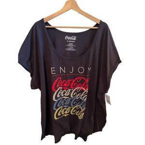 Coca-Cola Enjoy Graphic Tee Black Women's Size 4X Short Sleeve Gray Soda Tee